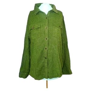Keren Hart Green & Black Flannel Button-Up